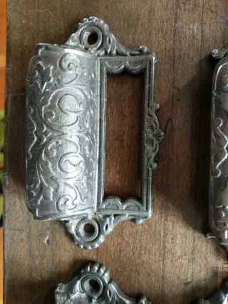 Set of 4 Antique Eastlake Ornate Cast Iron Apothecary Bin Pulls Drawer Handles 3