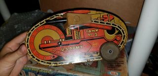 Vintage Louis Marx Us Army Tank No.  3,  Turnover Tank,  Tin Wind Up,  Nr,  5376