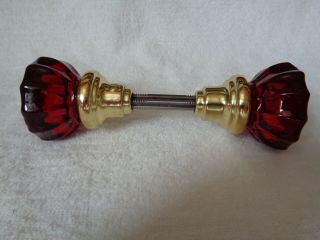 Vintage Antique Glass Doorknobs Colored & Dyed Ruby Red 1920 