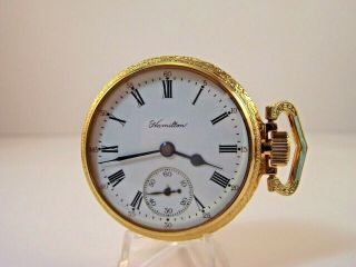 1913 Hamilton 16s 17 Jewel 975 Gold Tone Salesman Sample Case Pocket Watch