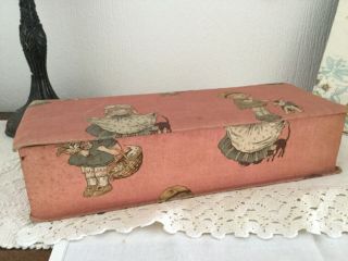 Gorgeous Antique French Textile Covered Boudoir Box C1920s Childs Pink Fabric