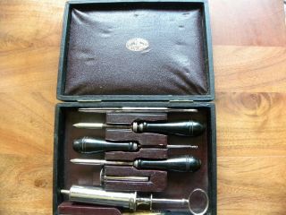 Antique Surgical Instruments,  Ebony Handles,  Boxed Set,  Blood Letting