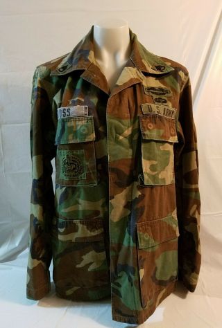 Military Issue Woodland Camo Shirt Army Bdu Usa Size Medium - Regular M