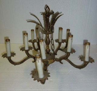 Antique Architectural Salvage Hanging Light Chandelier Hollywood Regency