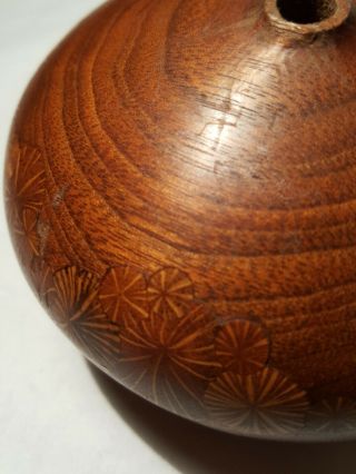 Mid Century Roger Sloan Turned Wood Twig Vase Inlay Inlaid Signed - Shows Wear - 6