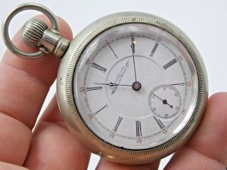 Antique Model 1883 18 Size 15 Jewel Waltham Pocket Watch In Heavy Silverode Case