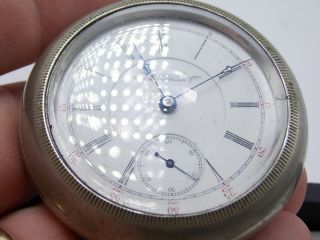 Antique Model 1883 18 size 15 jewel Waltham Pocket watch in heavy silverode case 3