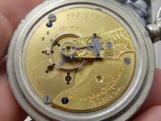 Antique Model 1883 18 size 15 jewel Waltham Pocket watch in heavy silverode case 7