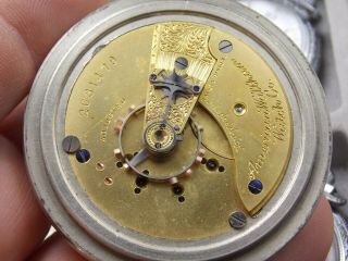 Antique Model 1883 18 size 15 jewel Waltham Pocket watch in heavy silverode case 8