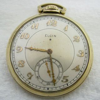 Vintage Art Deco 12s Elgin 15 Jewel 10k Gold Filled Pocket Watch