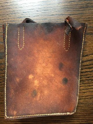 US Army Indian Wars brass eagle helmet plate on leather ammunition pouch 1880s 3