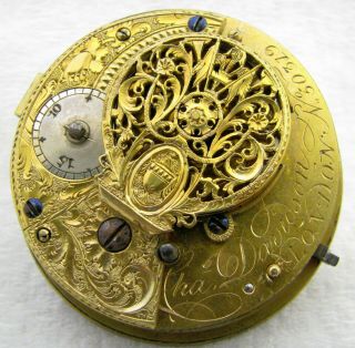 Antique Charles Davidson London Key Wind Fusee Pocket Watch Movement Parts