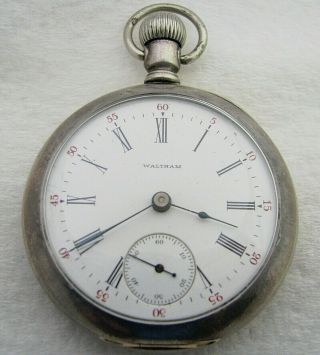 Antique 18s Waltham 15 Jewel Grade 820 Sterling Silver Pocket Watch