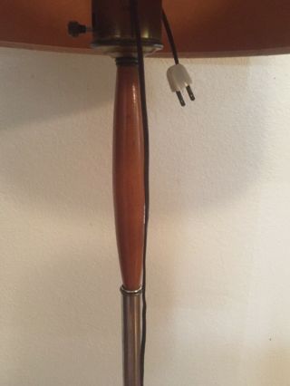 Vintage MID CENTURY FLOOR LAMP Brass Teak Walnut WOOD 3