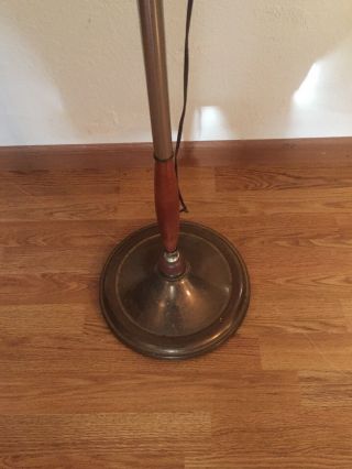 Vintage MID CENTURY FLOOR LAMP Brass Teak Walnut WOOD 4