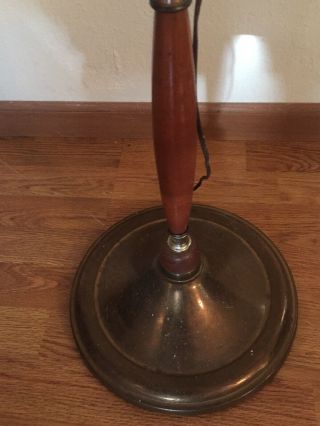 Vintage MID CENTURY FLOOR LAMP Brass Teak Walnut WOOD 5