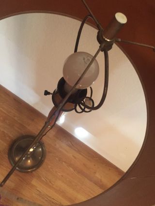 Vintage MID CENTURY FLOOR LAMP Brass Teak Walnut WOOD 6