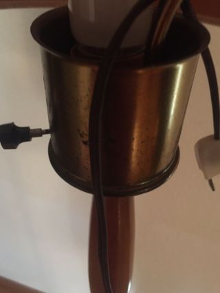 Vintage MID CENTURY FLOOR LAMP Brass Teak Walnut WOOD 8