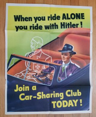Ww2 1943 Poster When You Ride Alone You Ride With Hitler