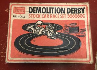 Slot Car Sears And Roebuck Demolition Derby Stock Car Race Set
