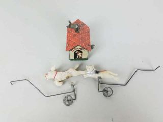 Vtg/antique Kennel Frolics Made In Occupied Japan Tin Celluloid Wind Up Toy Dog