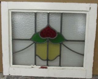 Old English Leaded Stained Glass Window Pretty Floral Heart 20.  25 " X 15.  5 "