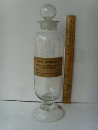 Antiq Scarce Open Pontil " W.  R.  Warner Co.  " Apothecary Display Bottle 1875 52/34