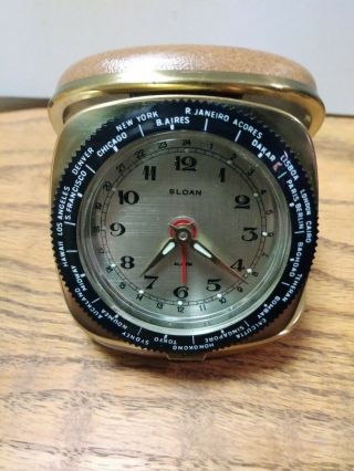Vintage Sloan Wind Up Alarm Clock Japan Movement