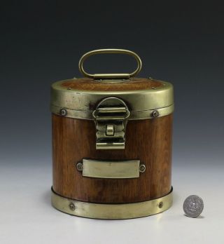 Rare 1920’s English Oak Humidor Tobacco Jar Or Biscuit Cracker Barrel W.  Insert.