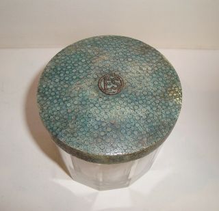 Art Deco Shagreen & Marcasite Dressing Table Glass Jar Box C1920s