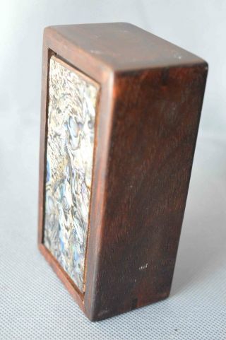 Art Collectable Boxwood Inlay Conch Carve Usable Handwork Ancient Jewelry Box 5