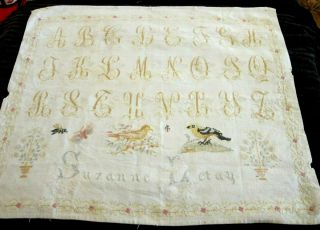 19th Century French Child ' s Hand Stitched Sampler 2