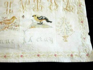 19th Century French Child ' s Hand Stitched Sampler 4