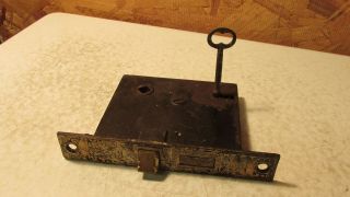 Antique Cast Iron Eastlake Mortise Lock & Key No.  15