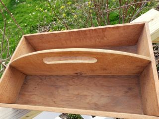 VTG FARMHOUSE Primitive Country WOOD/CADDY TOTE handle FOR SILVERWARE ETC 2