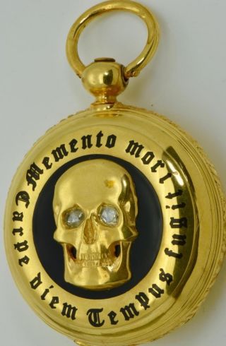 Antique Georgian Memento Mori Masonic Skull 18k gold,  Enamel&Diamonds watch.  103g 2