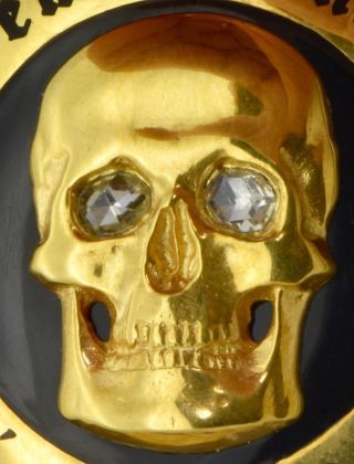 Antique Georgian Memento Mori Masonic Skull 18k gold,  Enamel&Diamonds watch.  103g 3