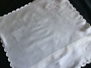 GORGEOUS ANTIQUE LAWN LINEN BOUDOIR CUSHION COVER DELICATE WHITE EMBROIDERY. 5