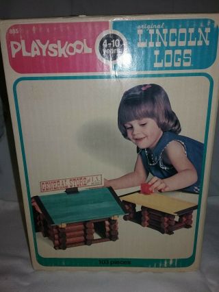 Rare 1978 Lincoln Logs Set 885 Playskool W/ Box 103pcs Complete Set