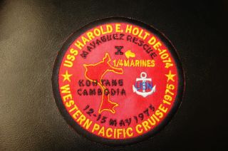 Uss H.  E.  Holt De - 1074 - Ss Mayaguez Rescue Patch (handmade In Alabama By Navy Vet)