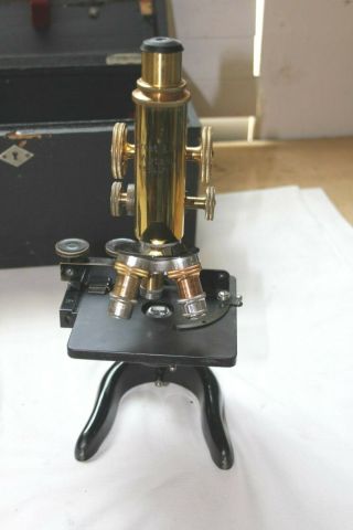 Vintage Ernst Leitz Wetzlar Brass Microscope w/Case and orter Light 4