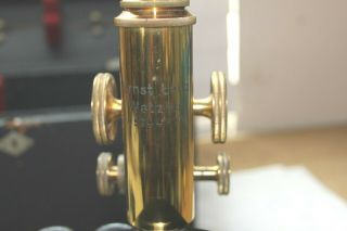 Vintage Ernst Leitz Wetzlar Brass Microscope w/Case and orter Light 5