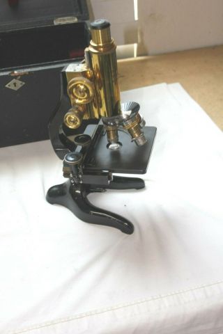 Vintage Ernst Leitz Wetzlar Brass Microscope w/Case and orter Light 6