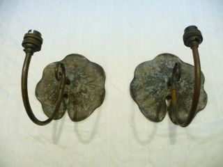 Vintage Large Art Nouveau Style Wall Lights - Metal/bronzed Finish - Project 1970s