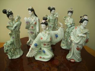 6 Chinese Lady Figurines All Perfect Size 8 Inches Aprox