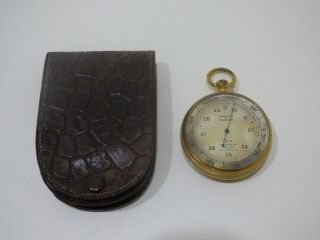 Antique Tycos Short & Mason London Brass Pocket Barometer W/ Case