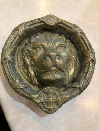 Vintage Large Heavy Solid Brass Lion Head / Face Door Knocker 8 "