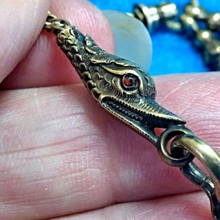 Antique Watch Fob Dragon Snake Jeweled Gold Wash Over Silver Gold Filled? Rare