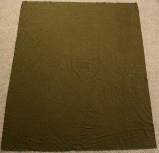 Vintage U.  S.  Army Military Wool Blend Green Bed Field Blanket