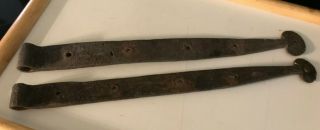 Primitive Antique Home Farm Barn Door Forged Cast Iron Hinges 18 Inches Long